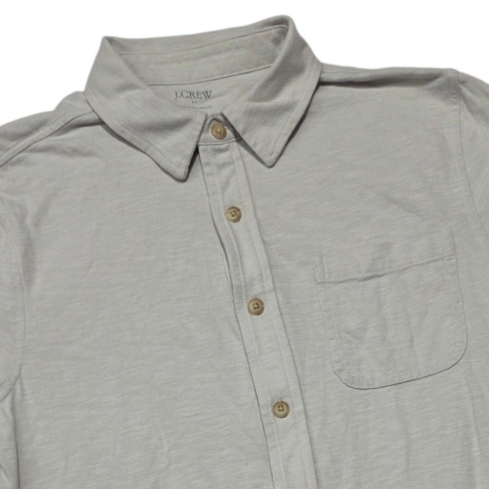 J.Crew Outlet Short Sleeve Button Down Mens Small Gray Cotton Slub Jersey Shirt
